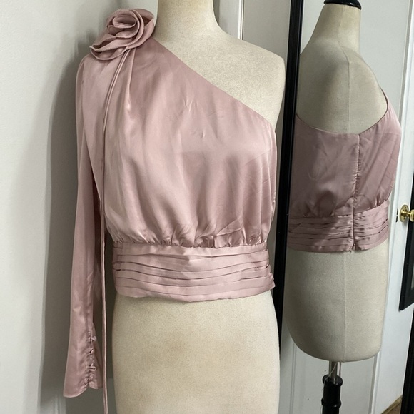 ASTR THE LABEL CARMELITA ONE SHOULDER BLOUSE SZ LARGE PALE PINK - Picture 6 of 12